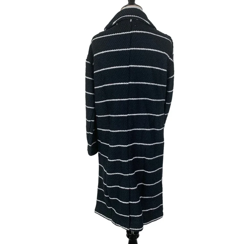 Marine Layer Birdseye Coat Real Black White Womens Extra Small XS Stripe - Picture 2 of 8